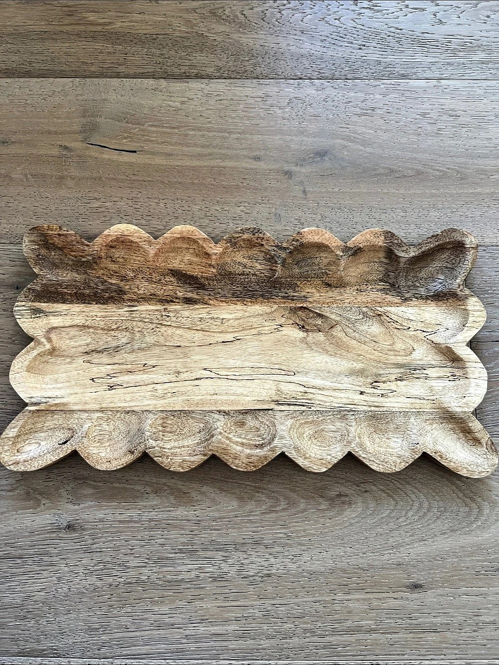Creative Co-Op Hemma Scalloped Mango Wood Serving Tray